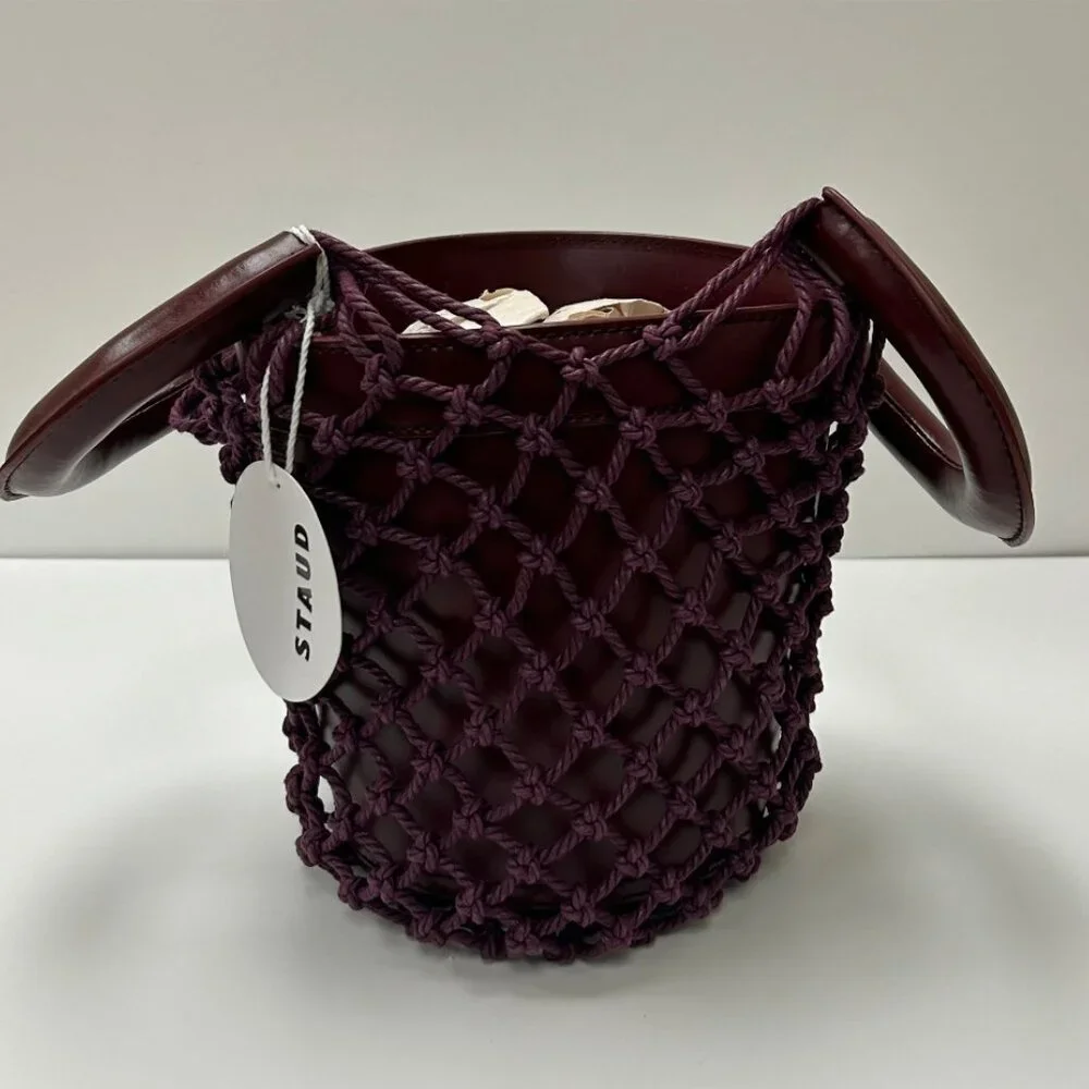 Staud Keaton Red  or brown Leather Bucket Bag or Staud Moreau Macramé Pu… - Picture 8 of 16